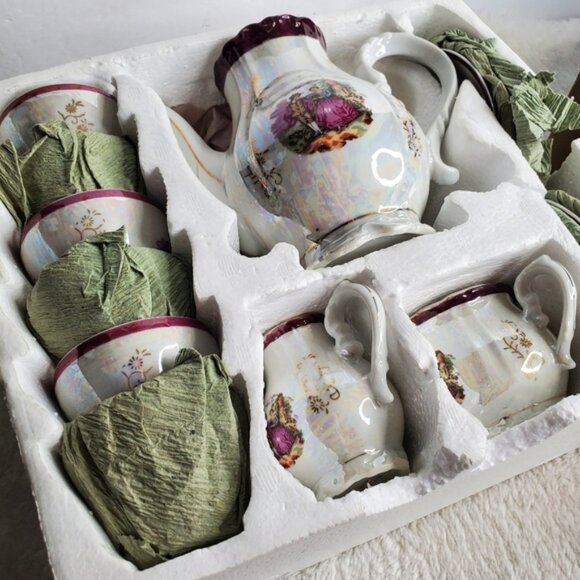 Rare Vintage 17pcs English Colonial Baroque Porcelain Fine China Tea Coffee Set - Picture 3 of 9